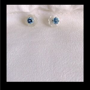 James Avery Sterling Silver Blue Topaz Stud Post Closure Earrings